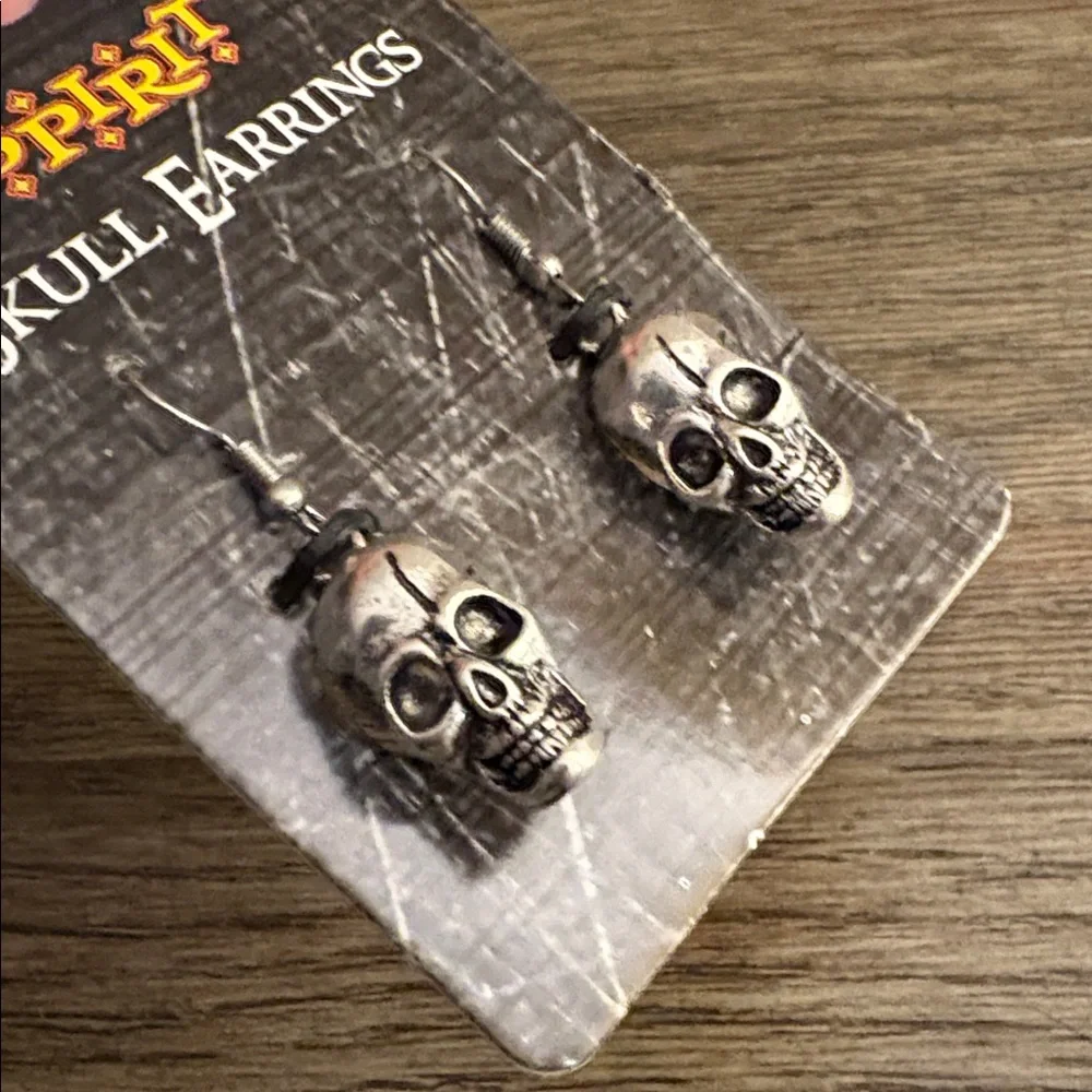 Lot of 2x [Spirit] & [Real Metal] Skull Gothic Drop Dangle Silver Earrings - Picture 6 of 12